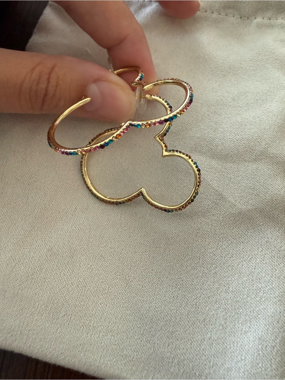 Disney Baublebar Mickey Rainbow Rhinestone Hoop Earrings - Picture 3 of 4